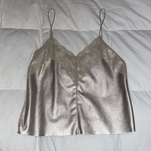 Pleather lace lined tank
